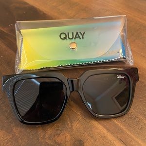 New! QUAY Black After Hours Sunglasses with Case